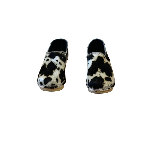 No. 6 Cow Print Hair Clogs Wooden Heel Size 39 - Picture 1 of 12